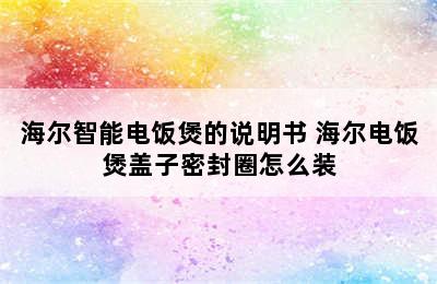 海尔智能电饭煲的说明书 海尔电饭煲盖子密封圈怎么装